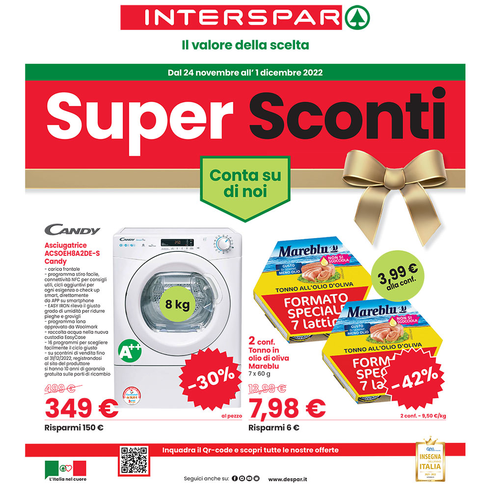 Offerta Interspar - Super Sconti - Valida dal 24 novembre all’1 dicembre 2022.